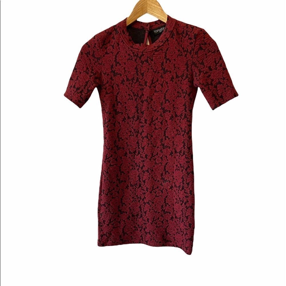 TOPSHOP PETITE Brocade Fitted Stretch Mini Dress